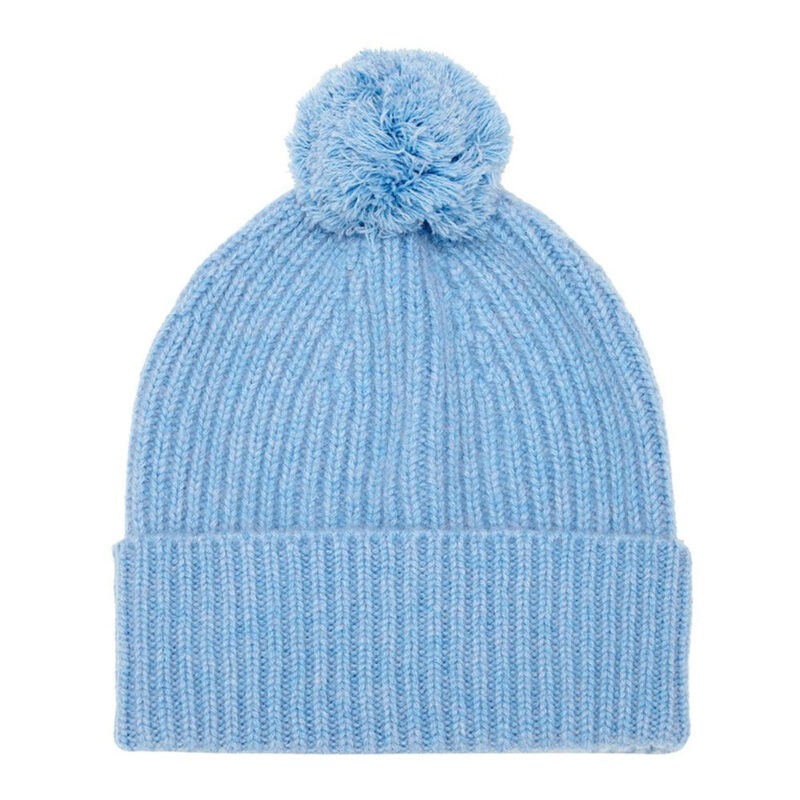 Cashmere Bobble Hat, Blue