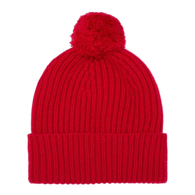 Cashmere Bobble Hat, Red