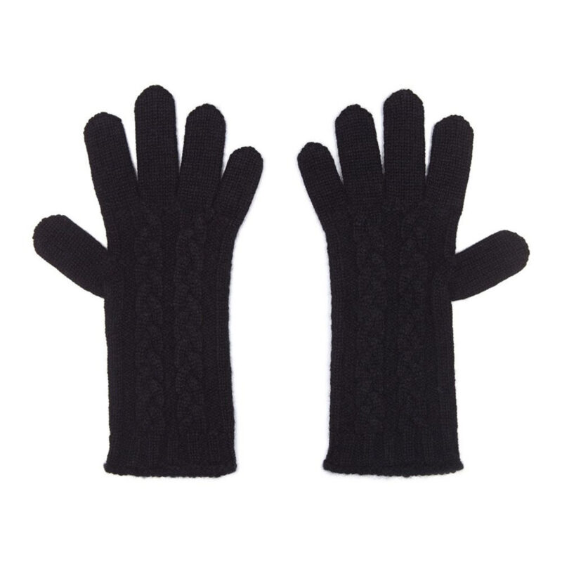 Cashmere Cable Gloves, Black