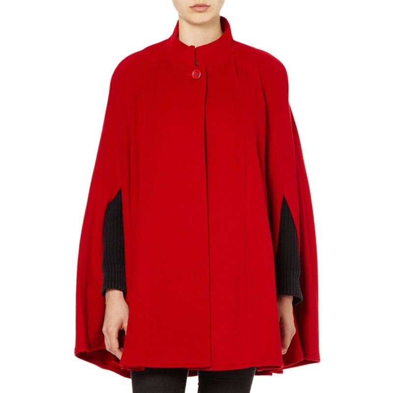 Cashmere Blended Cape, Red
