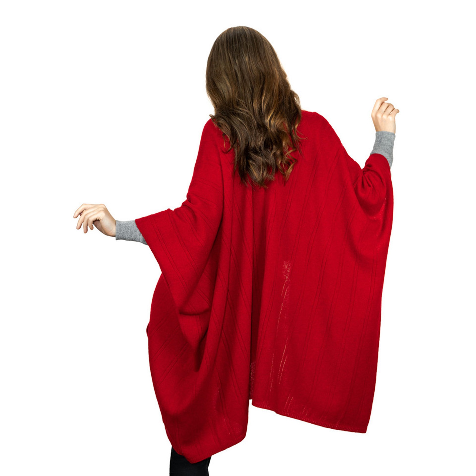 Lona Scott Cashmere Cape with Pockets, Red 4