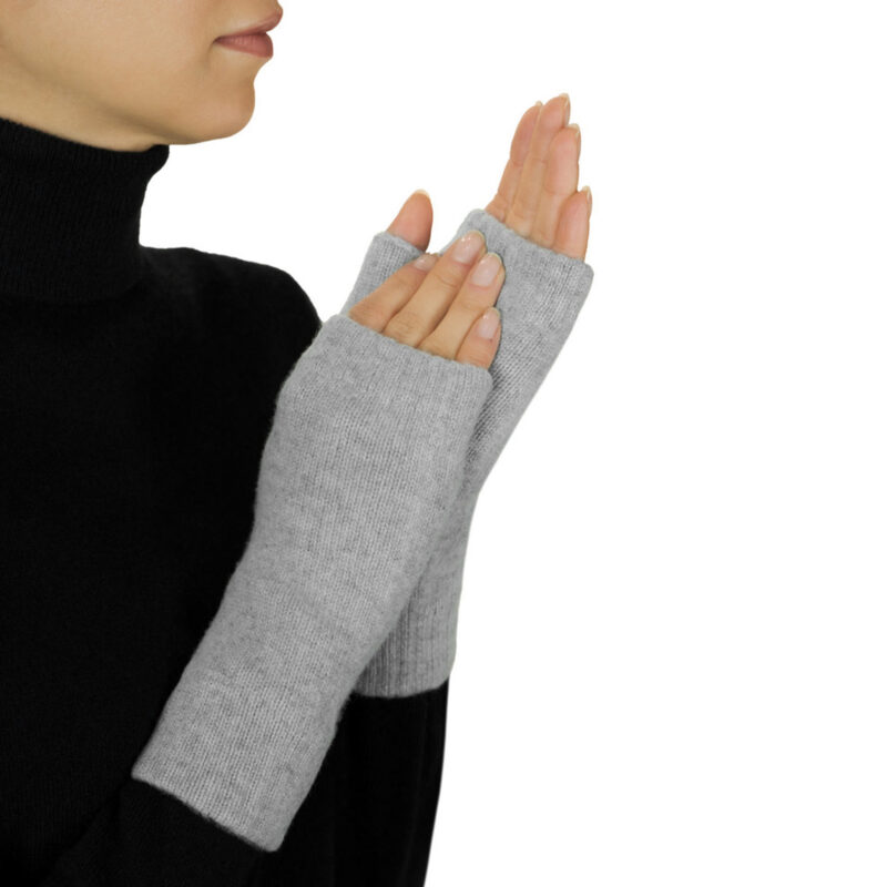 Cashmere Fingerless Mitts, Flannel