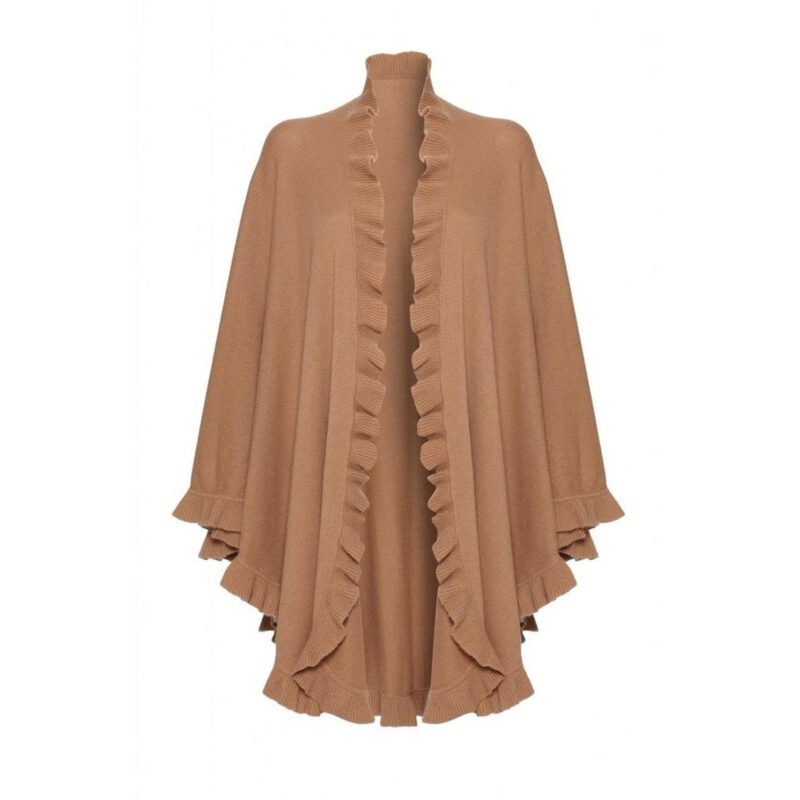 Cashmere Frilly Cape, Beige