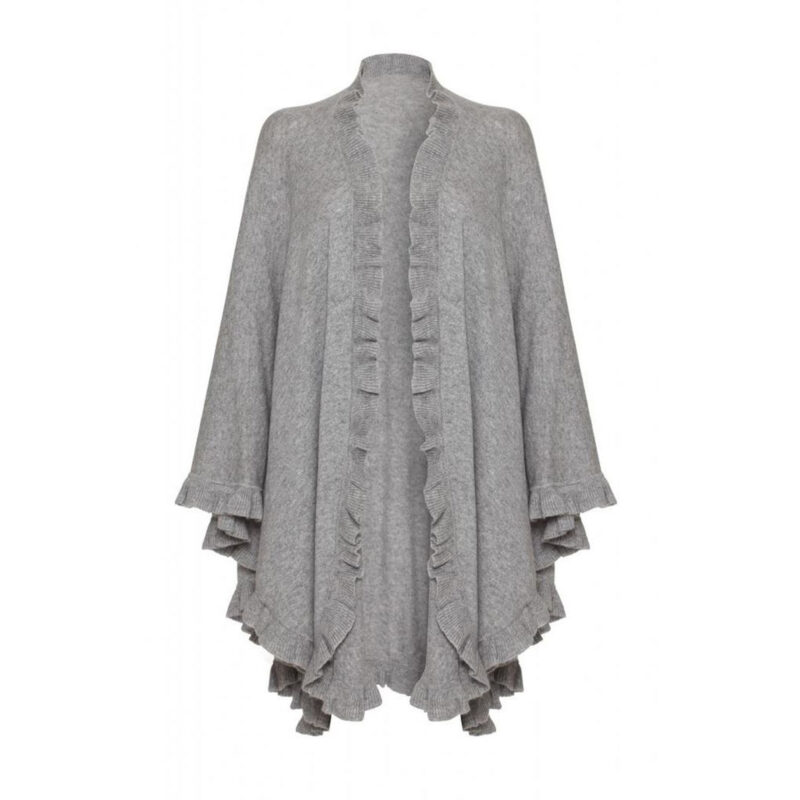 Cashmere Frilly Cape, Grey