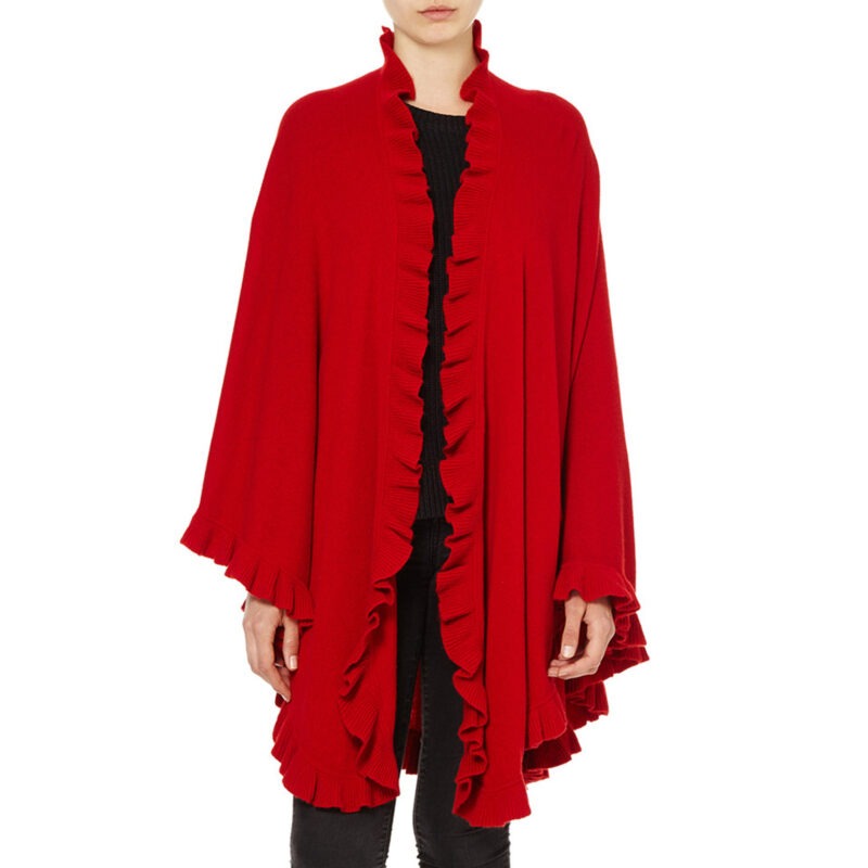 Cashmere Frilly Cape, Red