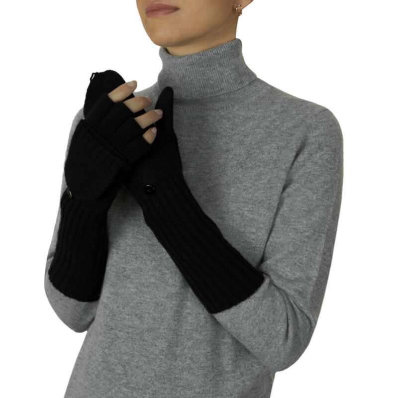 Long Cashmere Gloves, Black