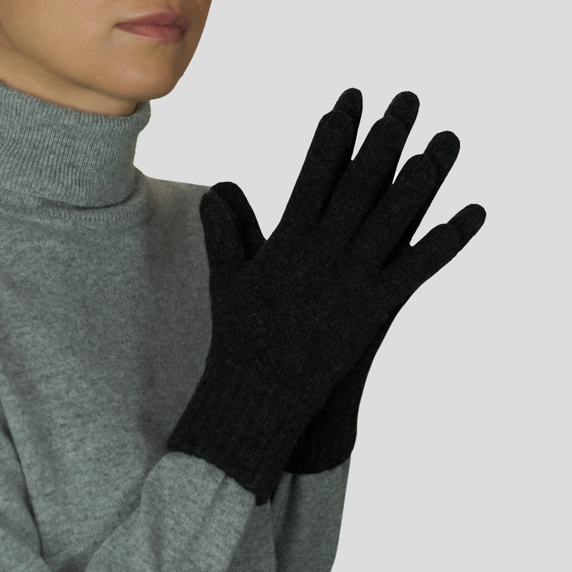 GREY-Lona Scott Cashmere Gloves, Charcoal 2
