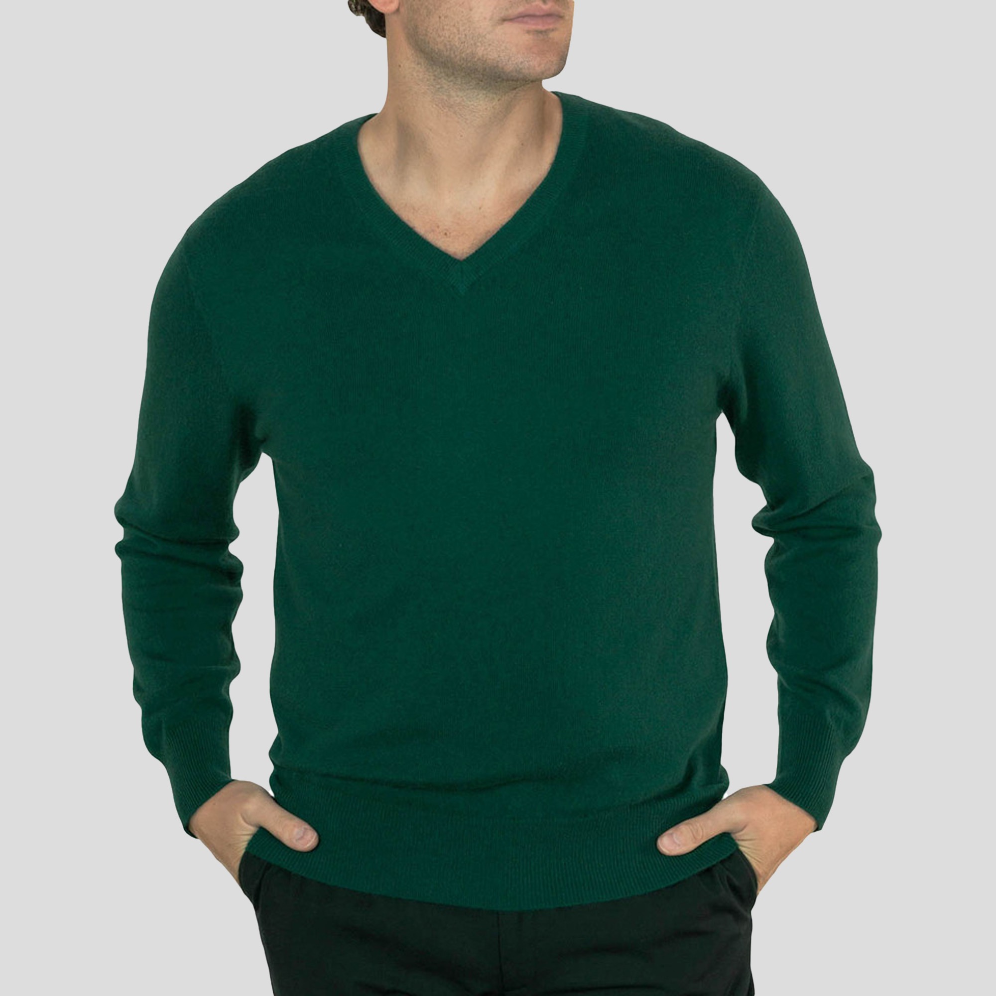 Grey- Lona Scott Mens V neck jumper, green
