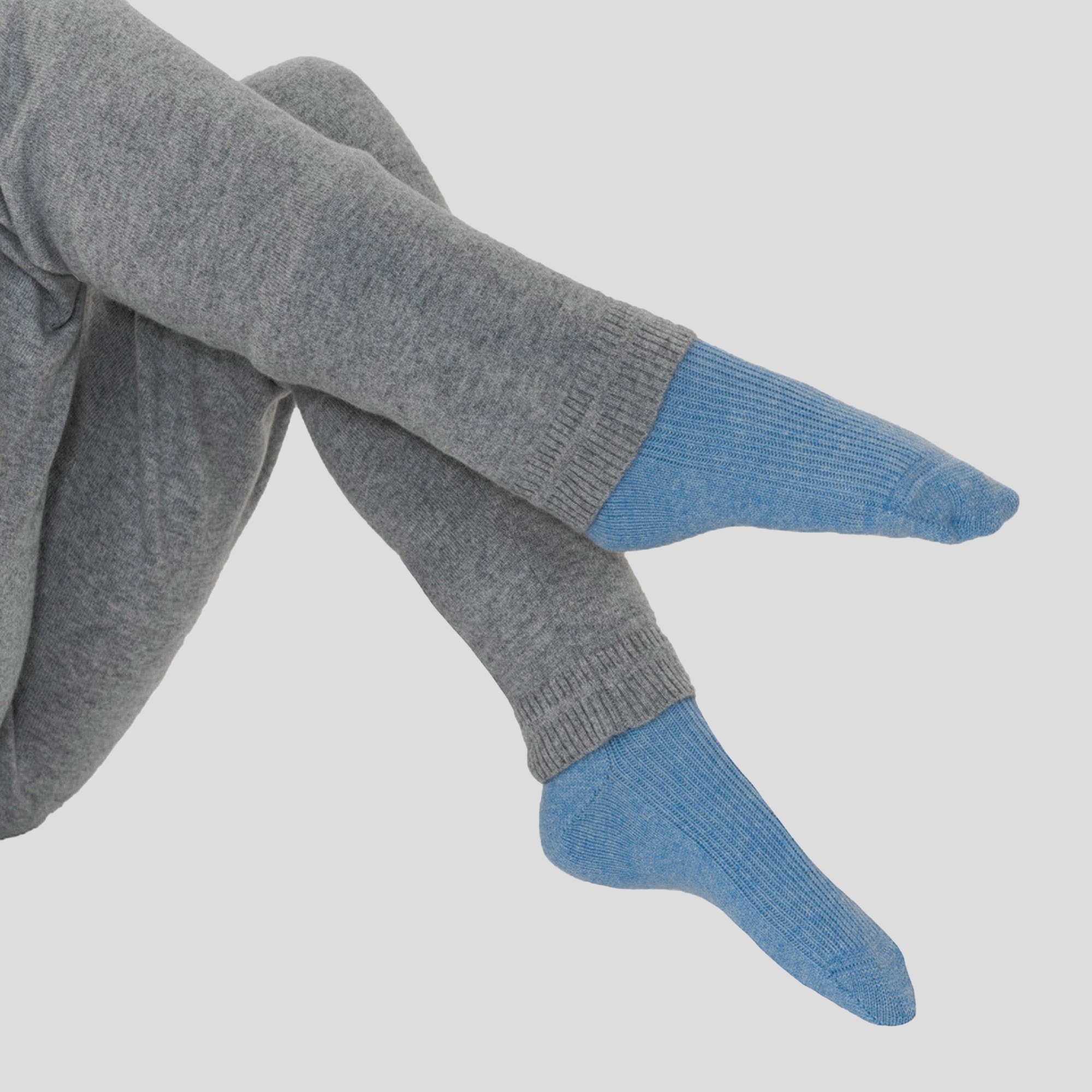 Grey- Lona Scott Womens Cashmere Socks, pale blue