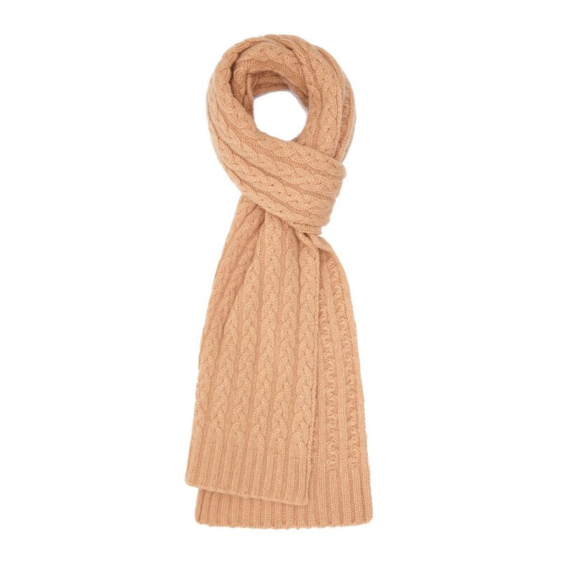 Cashmere Cable Scarf, Beige