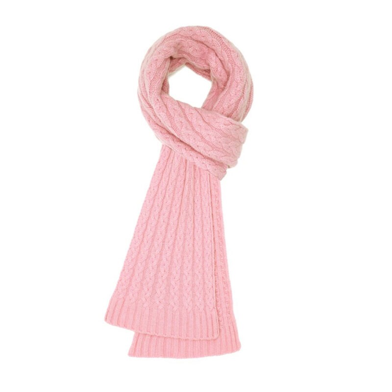 Cashmere Cable Scarf, Pink