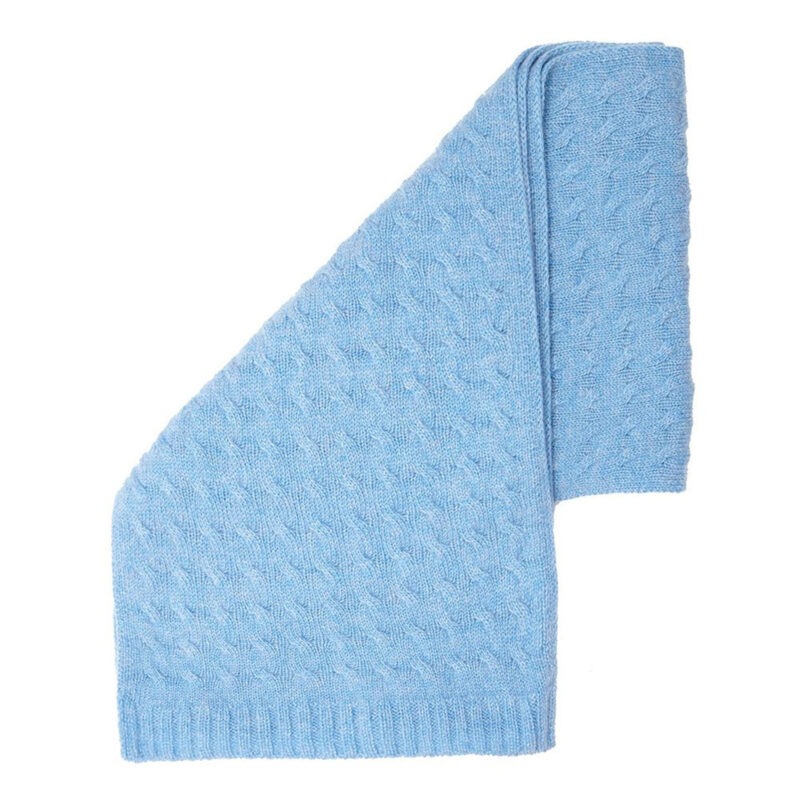 Cashmere Cableknit Scarf, Blue