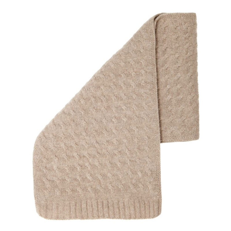 Cashmere Cableknit Scarf, Beige