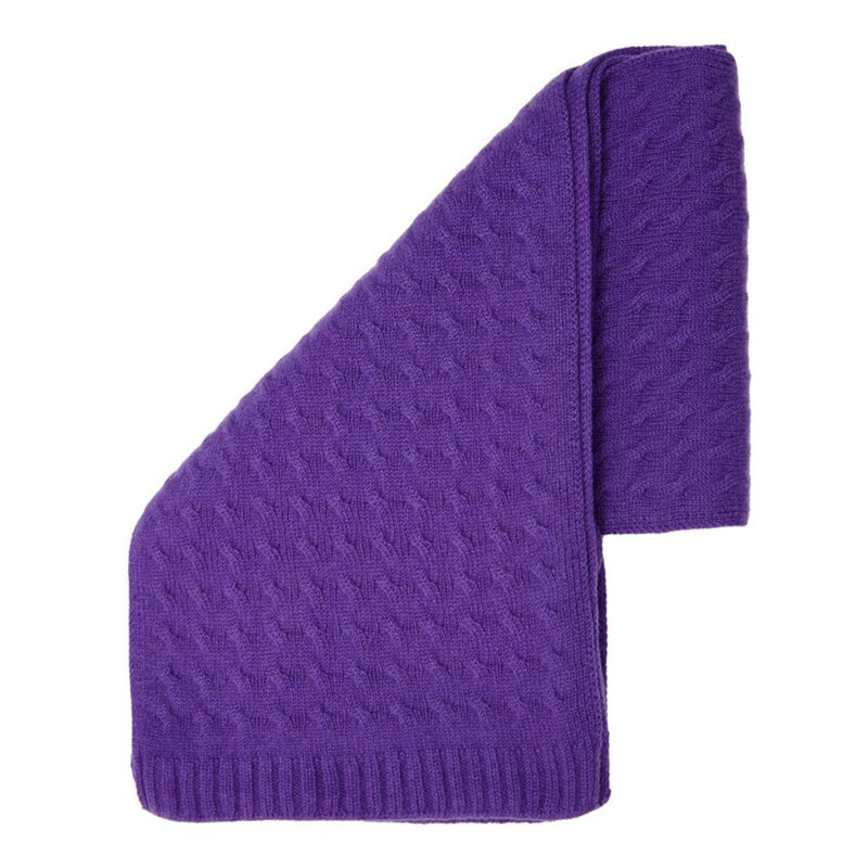 Cashmere Cableknit Scarf, Purple