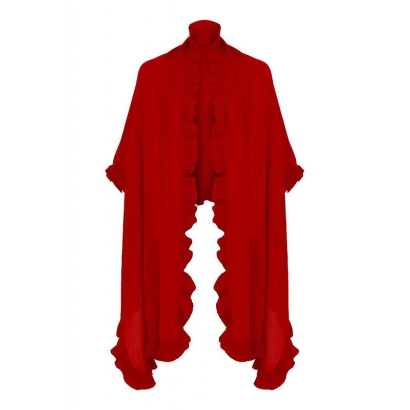 Cashmere Frilly Wrap, Red