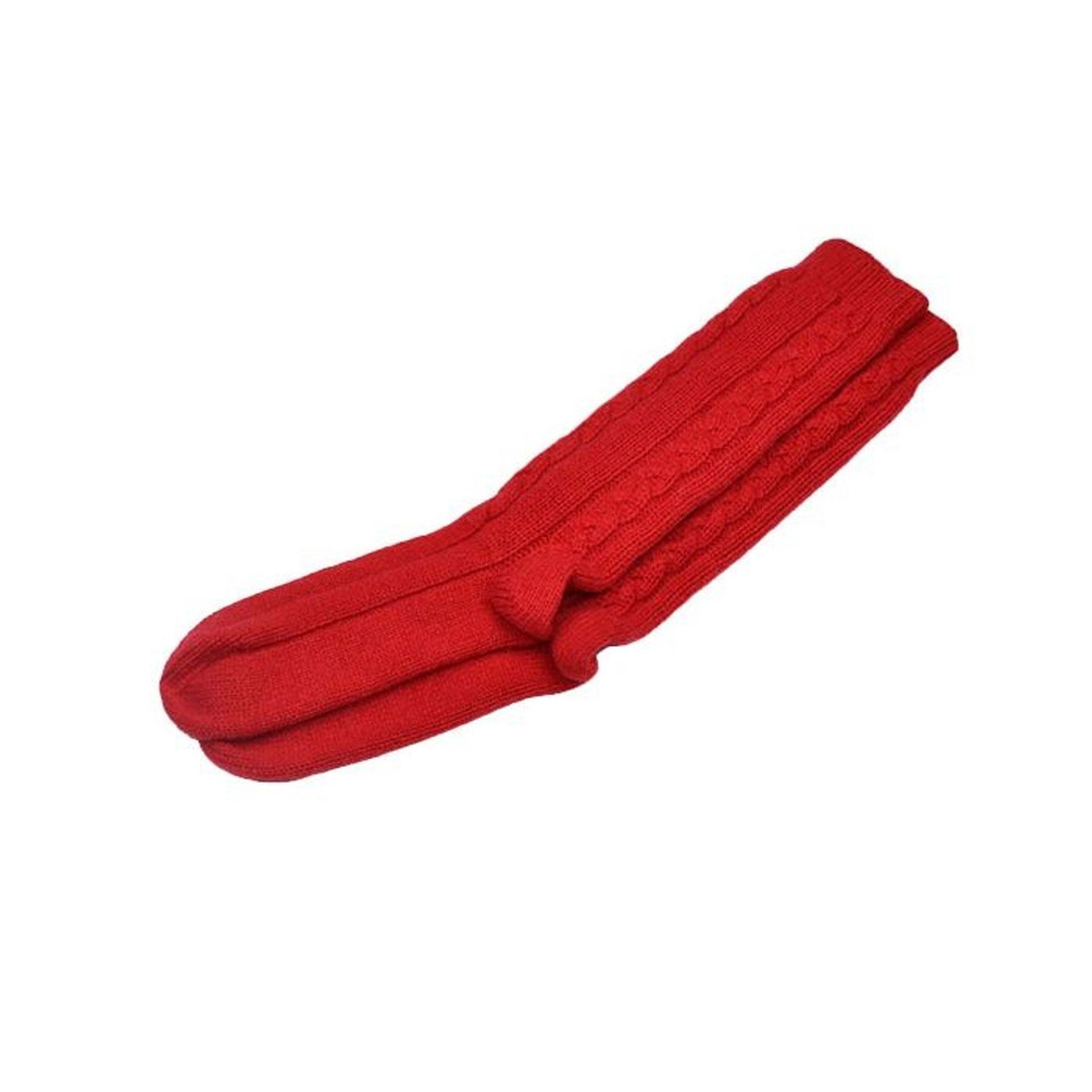 Cable Cashmere Bedsocks, Red