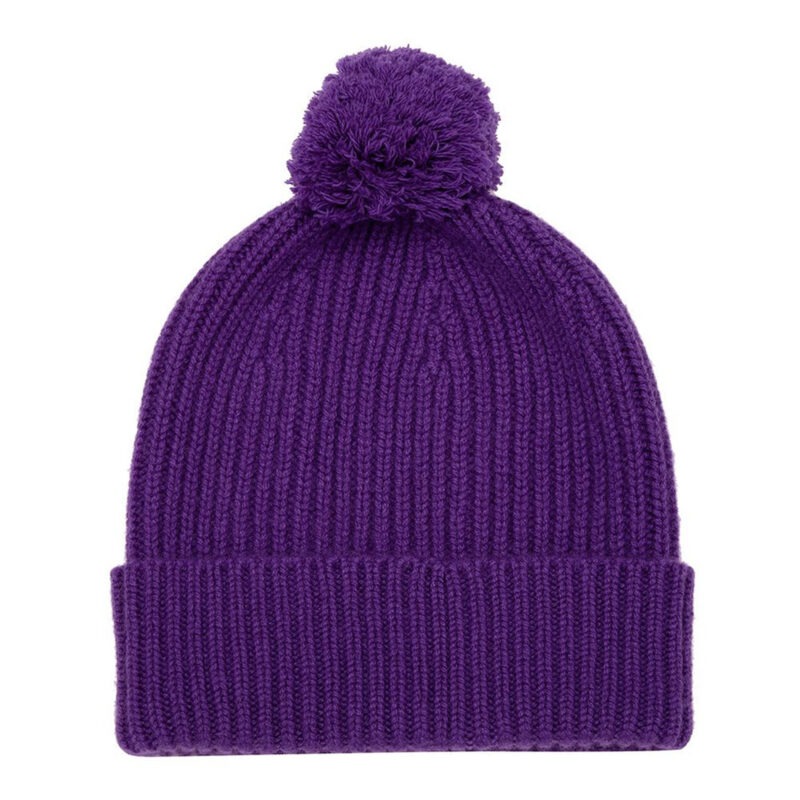 Cashmere Bobble Hat - Purple
