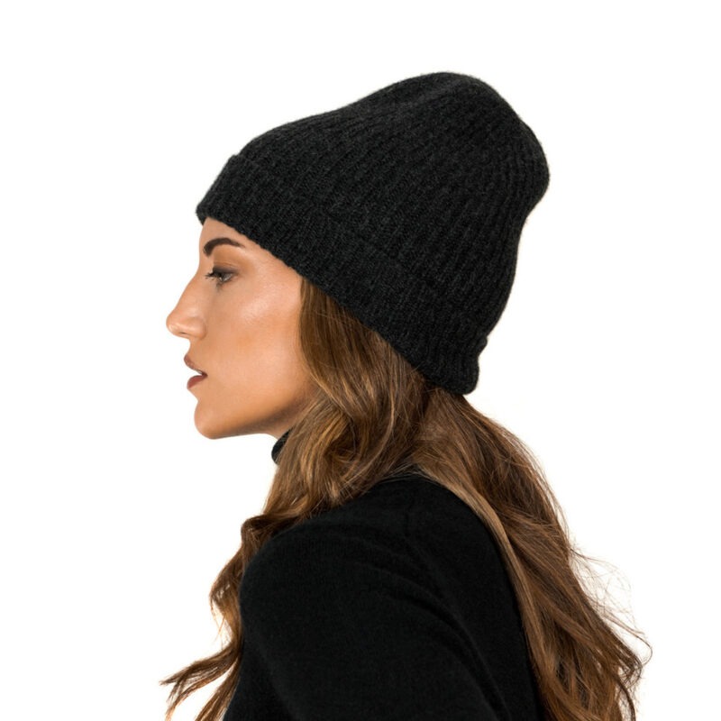Cashmere Beanie Hat - Charcoal