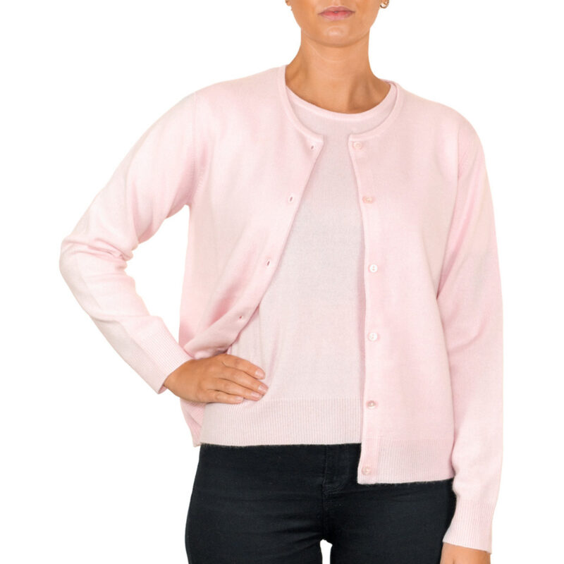 Cashmere Classic Cardigan, Baby Pink