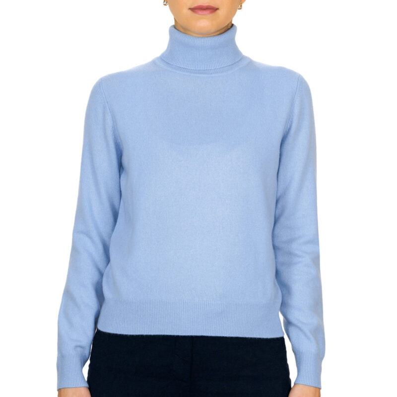 Cashmere Polo Neck Jumper, Baby Blue