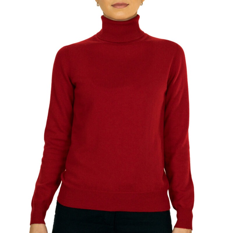 Cashmere Polo Neck Jumper, Red