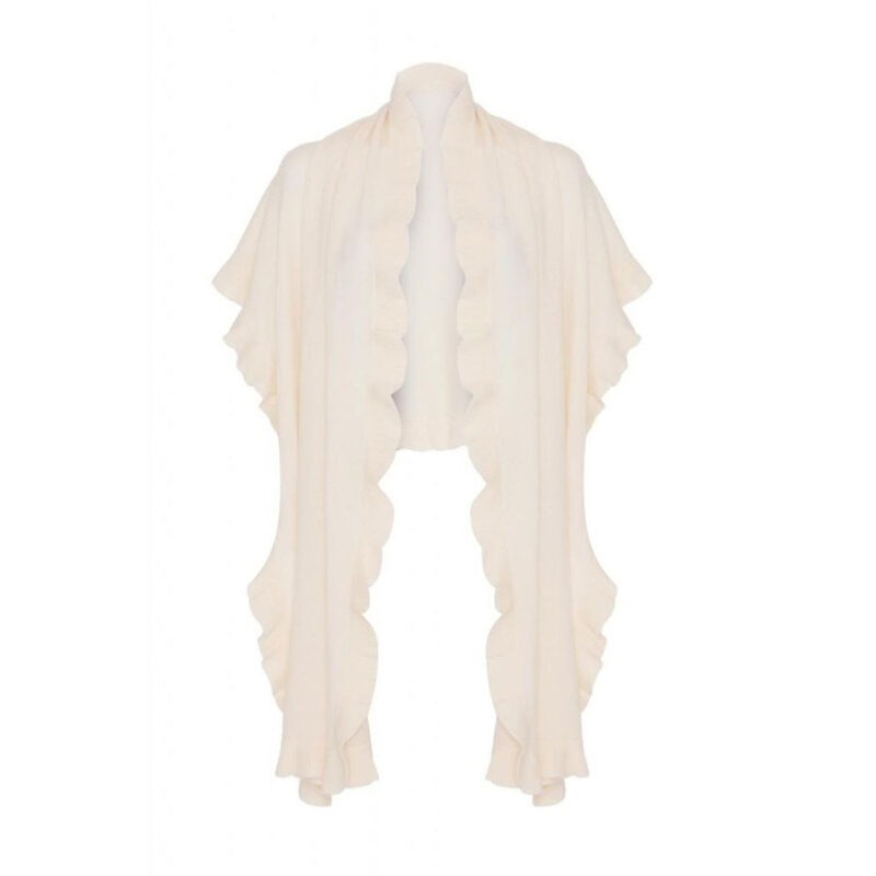 Cashmere Frilly Wrap, White