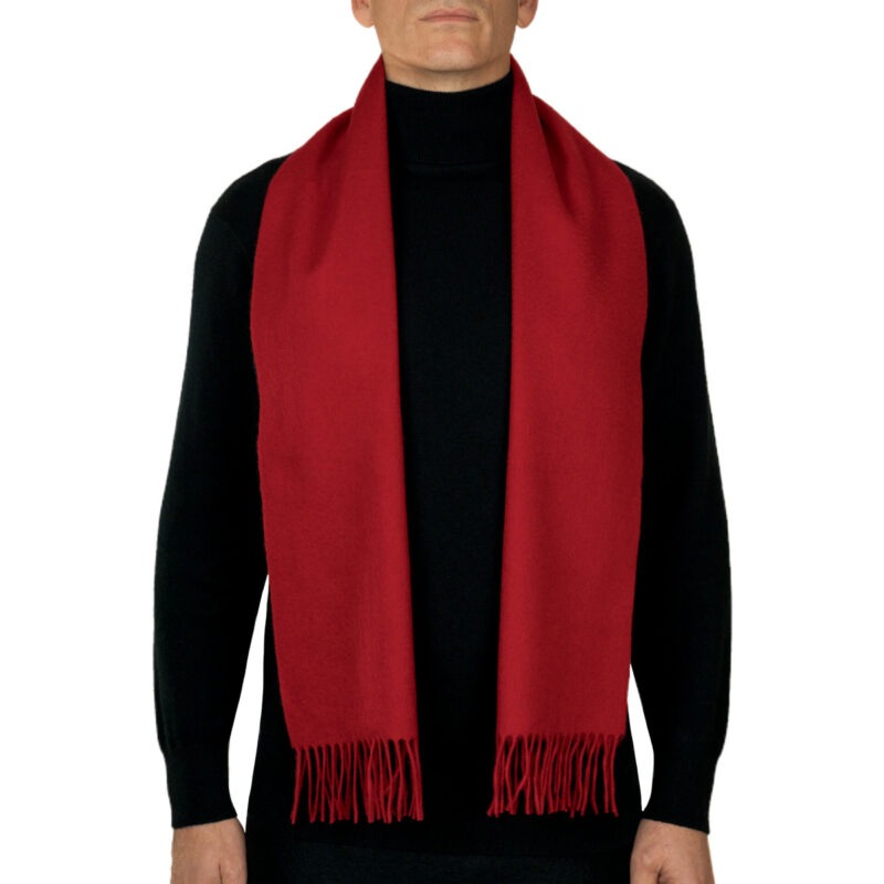 100% Lambswool Scarf Plain - Red