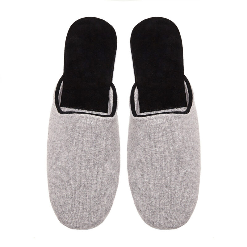 Mens Cashmere Slippers - Grey