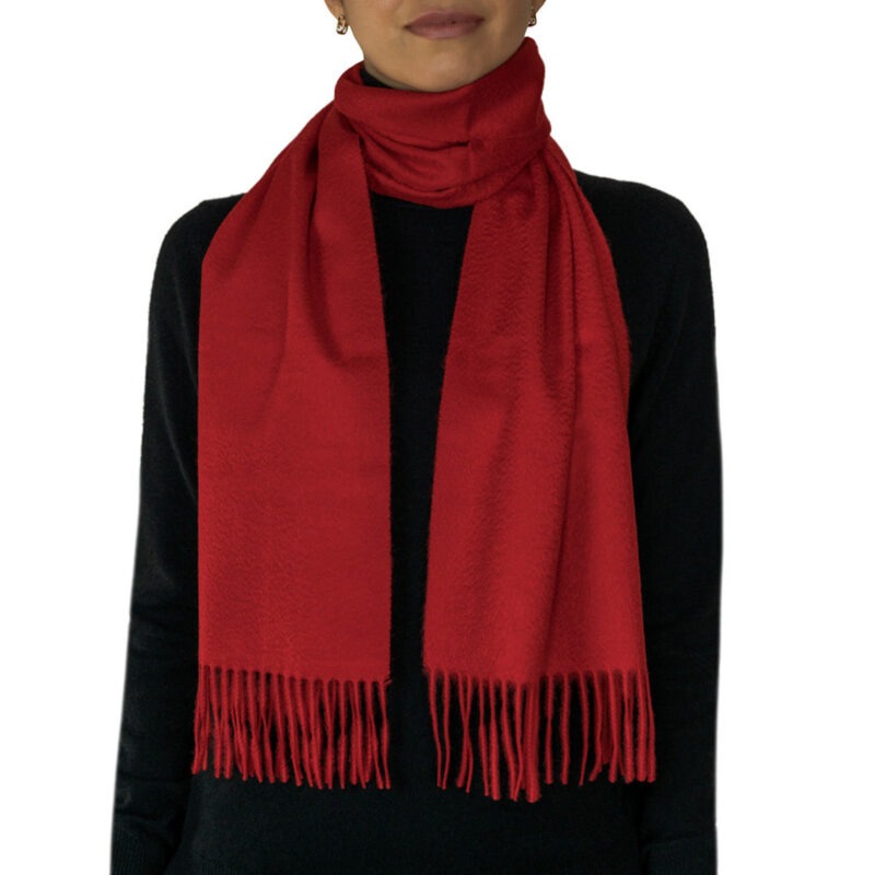 100% Cashmere Women Scarf Plain - Red